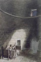 Madame de Guiche und ihre Tochter erscheinen nachts vor dem Künstler im Gefängnis, 1804
